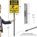 GicnKeuz Slow Down Kids At Play Sign - 14"x10" Kids And Pets At Play Safety Signs with 36" Heavy Duty Metal Stakes, .040 Aluminum Reflective Signs, Fade Resistant/Waterproof, Including Screws, Easy to Install, Outdoor Use (2 Pack)