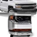 Headlight Assembly Compatible with Chevy Silverado 1500 2016 2017 2018 (Hid/Xenon Model) Factory Replacement Head Light Lamp Chrome Housing Right Passenger Side