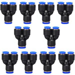 1/2" OD Push to Connect Y Spliter 3 Way Wye Quick Push Lock Adapters (Pack of 10)