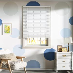 SZXIMU 1" Cordless Window Blinds, 36" W x 64" H Light Filtering Mini Blinds, Horizontal Blinds for Indoor Windows, White Blinds & Shades for Home & Office White