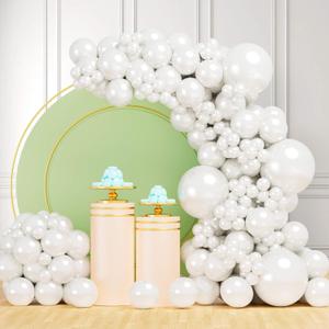 Pearl White Balloons Different Sizes for Garland Arch, 134pcs Premium Party Latex Balloons for Wedding Bridal Baby Shower Birthday Party Decoration