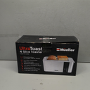 Mueller UltraToast Full Stainless Steel Toaster 4 Slice, Long Extra-Wide Slots for Bagels and Waffles, 6 Browning Levels, LED Display, Cancel/Defrost/Reheat Functions & Removable Tray, Kitchen Gadgets