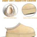 Women's Slippers Platform Mini Boots Short Ankle Boot Fur Fleece Lined Sneakers House slippers Anti-Slip Boot For Outdoor (11, Off-white)