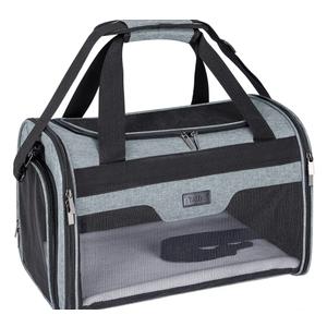 BALEINE Cat Carrier, Puppy Dog Carrier for Small Medium Pets Up to 15 Lbs, Soft-Sided Dog Travel Bag with Safety Zippers, Collapsible Pet Carrying Case (Gray, L, 17"x11"x11")