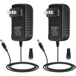 24V Power Supply, 1A 24W LED Lights Power Adapter, 100-240V AC to 24V DC Transformer for LED Strip Lights, Wall Plug Power Supply with 5.5/2.1 DC Female Barrel Connector (2 Pack)