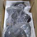 Alpine Corporation | 40" 4-Tier Rock Floor Fountain with Cascading Water & White LED Lights, Tranquil Outdoor Water Feature for Garden, Patio, Yard & Deck, Light Gray