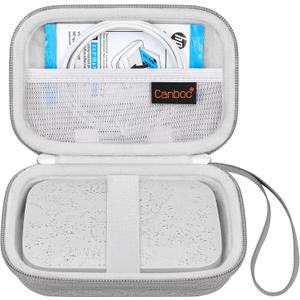 Canboc Hard Case for HP Sprocket 2x3 Instant Smartphone Photo Printer (Luna Pearl Case), Mesh Pocket fits Zink Photo Paper, Cable, Grey (Case Only)