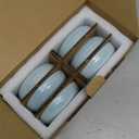 famiware Pluto Soy Sauce Dishes of 6, 3 oz Dipping Sauce Cups/ Bowls/ Dishes for Kitchen, Ceramic Small Bowls for Side Dish, Appetizers, Snacks, and Sushi, Reactive Glaze, Light Blue