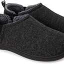 Snug Leaves Men's Faux Wool Slippers Comfy Warm Winter House Shoes with Elastic Gores (13-14, Dark Gray)