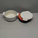 Joseph Joseph M-Cuisine Microwave 4-Piece Stackable Cooking Set, 2 liter cooking pot, steamer, griddle and lid, Orange/Beige