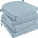 Basic Beyond Chair Cushions for Dining Chairs 4 Pack, Kitchen Chair Cushions with Ties and Non Slip Backing, 16 x 16 inches Chair Pads for Dining Chairs (Baby Blue)