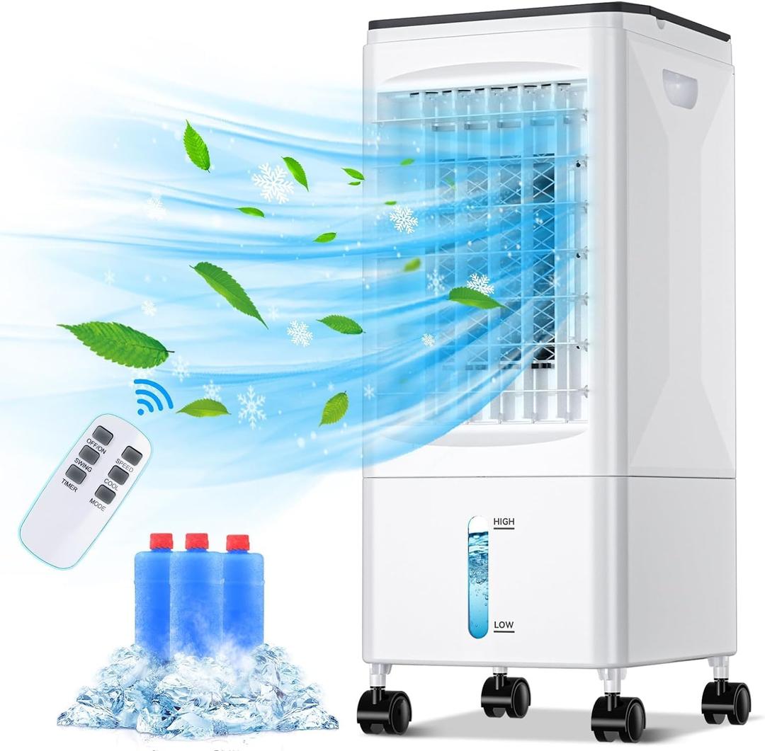 Portable Air Conditioners, Evaporative Air Cooler, Portable AC Cooling Fan w/ 3 Spds & Cooling Mode & Timer, Swamp Cooler w/Remote, Windowless Air Conditioner Portable for Room Home (Grey)
