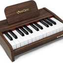 LeeQee Kids Piano Keyboard, 25 Keys Digital Wood Toy Piano for Toddlers 35, Professional Music Educational Instrument Toy with Volume Control, Portable Birthday Gift for Girls Boys