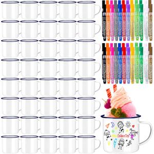 Hoolerry 88 Pieces Painted Mug Decorating Kit DIY Coffee Mug Painting Kit Graduation Personalized Cup You Can Decorate Coffee Design Your Own Cup for Craft Decor Drinking Christmas Father's Day
