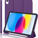 iMieet iPad (A16) Case 11th Gen/iPad 10th Generation Case [11-Inch 2025/10.9 Inch 2022] with Pencil Holder, Trifold Stand Smart Cover with Soft TPU Back,Auto Wake/Sleep (Dark Purple)
