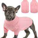 Queenmore Small Dog Pullover Sweater, Cold Weather Cable Knitwear, Classic Turtleneck Thick Warm Clothes for Chihuahua, Bulldog, Dachshund, Pug, Yorkie (Pink, X-Small)