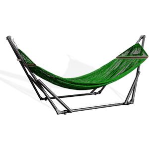 Best Home Fashion Hammock with Collapsible Steel Stand 450 lbs Capacity & Carrying Case, Portable & Adjustable, Perfect for Camping Beach Summer Patio, EZ Daze Foldable Hammock with Stand- Green