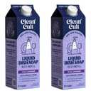 Cleancult Dish Soap Liquid Refill (32oz, 2 Pack) - Plant Based Cleaning Power - Dish Soap that Cuts Grease & Grime - Free of Harsh Chemicals - Uses 90% Less Plastic - Wild Lavender