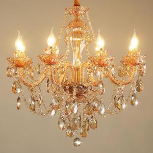 Bagood Champagne 8 Lights K9 Crystal Candle Chandeliers Lighting Candle Chandelier Lighting Modern Pendant Lights for Dining Living Room Bedroom Entry Elegant Decoration E12 Base, H22.8 x W27.2 Inch