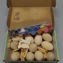 Worgree Easter Egg Painting Kit, 24pcs Wooden Eggs and Bunny for Easter Crafts Basket Stuffers Gifts for Kids Toddlers Boys Girls Ages 4-8 8-12 Birthday Party Favors Classroom Prizes DIY Decor