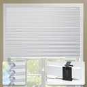 Blankendon Cellular Shades No Tools No Drill Custom 39" W(27"-39") x 72" H Honeycomb Blinds Blackout for Window Easy Cutting Telescopic Track Cellular Blind Pearl White