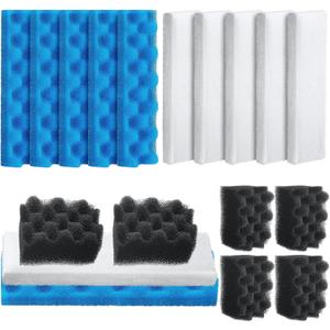 Threlaco 18 Pcs Bio Foam Set Compatible with Fluval 406/407 Aquarium Filters Compatible with Aquarium Filters Including Blue White Black Bio Foam for Replacement Filter Media Kit