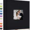 Photo Album Self Adhesive Scrapbook Album for 3x5 4x6 5x7 8x10 Pictures, 60 Pages Linen Cover with Display Window DIY Photo Book,Ideal Gifts for Family Travel Wedding Baby, Size: 13"x12.5" 