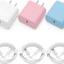 iPhone Charger Fast Charging, 2 Pack 20W USB C Wall Charger Block with 2 Pack MFi Certified 6FT Type C to Lightning Cables for iPhone 14 13 12 11 Pro Max XR XS X, iPad,AirPods Pro (White+Pink+Blue)