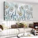 VEAEE Farmhouse Canvas Wall Art - Flowers Dandelion Wall Pictures,Living Room Decor,Nature Artwork Prints Abstract Grass Paintings for Bedroom Home Office Decoration 20"x40"