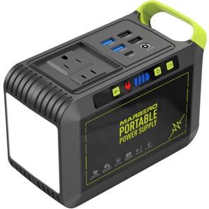 MARBERO Portable Power Station 88Wh Camping Lithium Battery Solar Generator Fast Charging with AC Outlet 120W Peak Power Bank(Solar Panel Optional) for Home Backup Outdoor Emergency RV Van Hunting (M82 88WH 80W)
