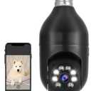 Light Bulb Camera for Home Security 1080P Wireless WiFi Security Cameras 2.4Hz Pan Tilt E27 Light Bulb Camera WiFi Outdoor with 2-Way Audio/Motion Detection/Siren Alarm/Night Vision