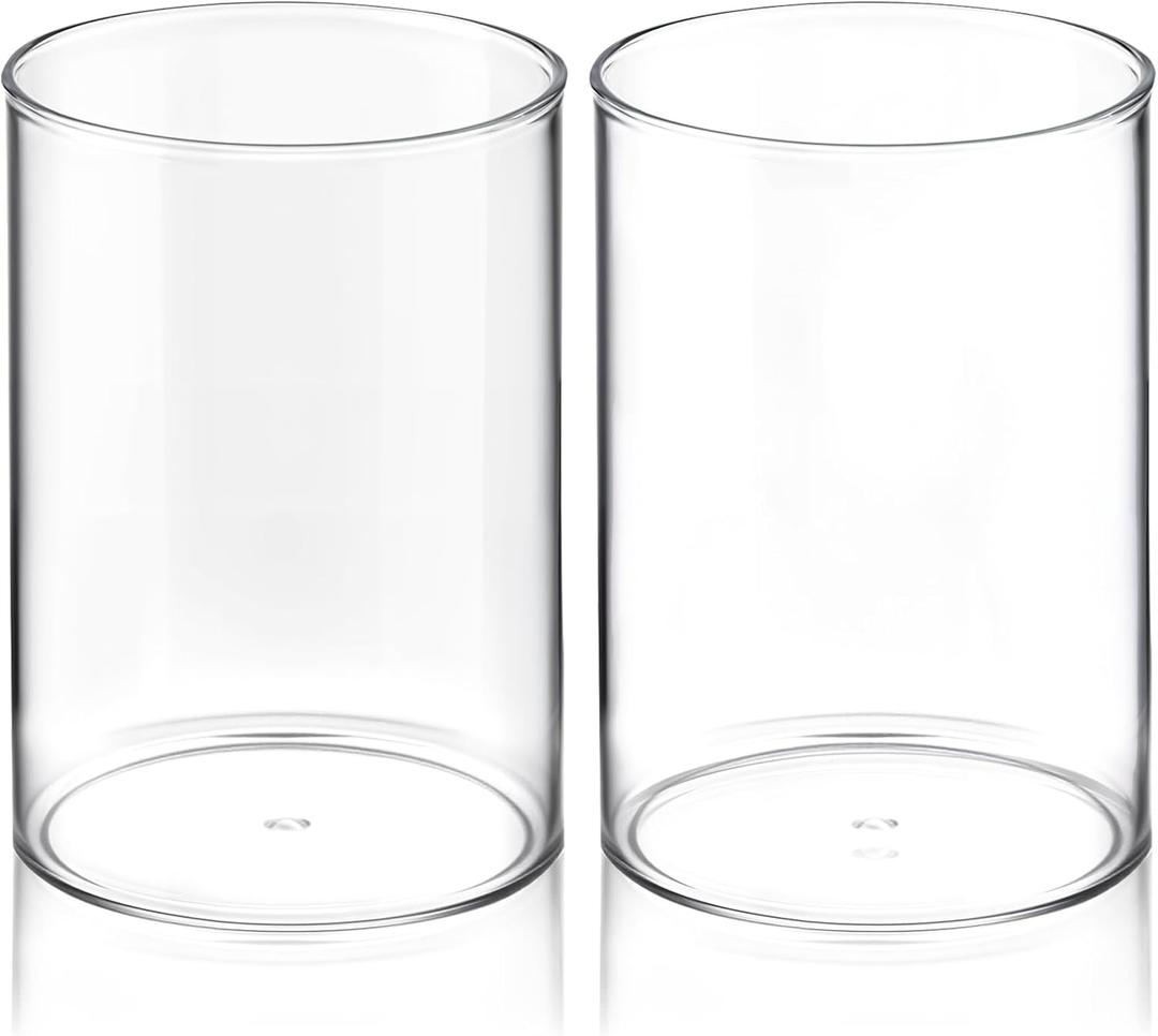 2 Pcs Pen Holder Acrylic Cylinder Container Stylish Clear Acrylic Desk Organizer Round Makeup Brush Storage Desktop Pencil Cup Clear Stationery Organizer for Home School Office Supplies Countertop