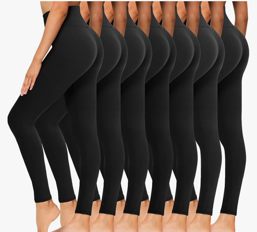 Syrinx 7 Pack Leggings for Women - High Waisted Tummy Control Soft Yoga Pants for Workout Running S-M
