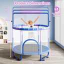 Yohood 55" Trampoline for Kids with Enclosure, 6-in-1 Toddler Trampoline Indoor Outdoor, Upgrade Full Anti-Rust Tube with Adjustable Gymnastics Bars for Boys Girls