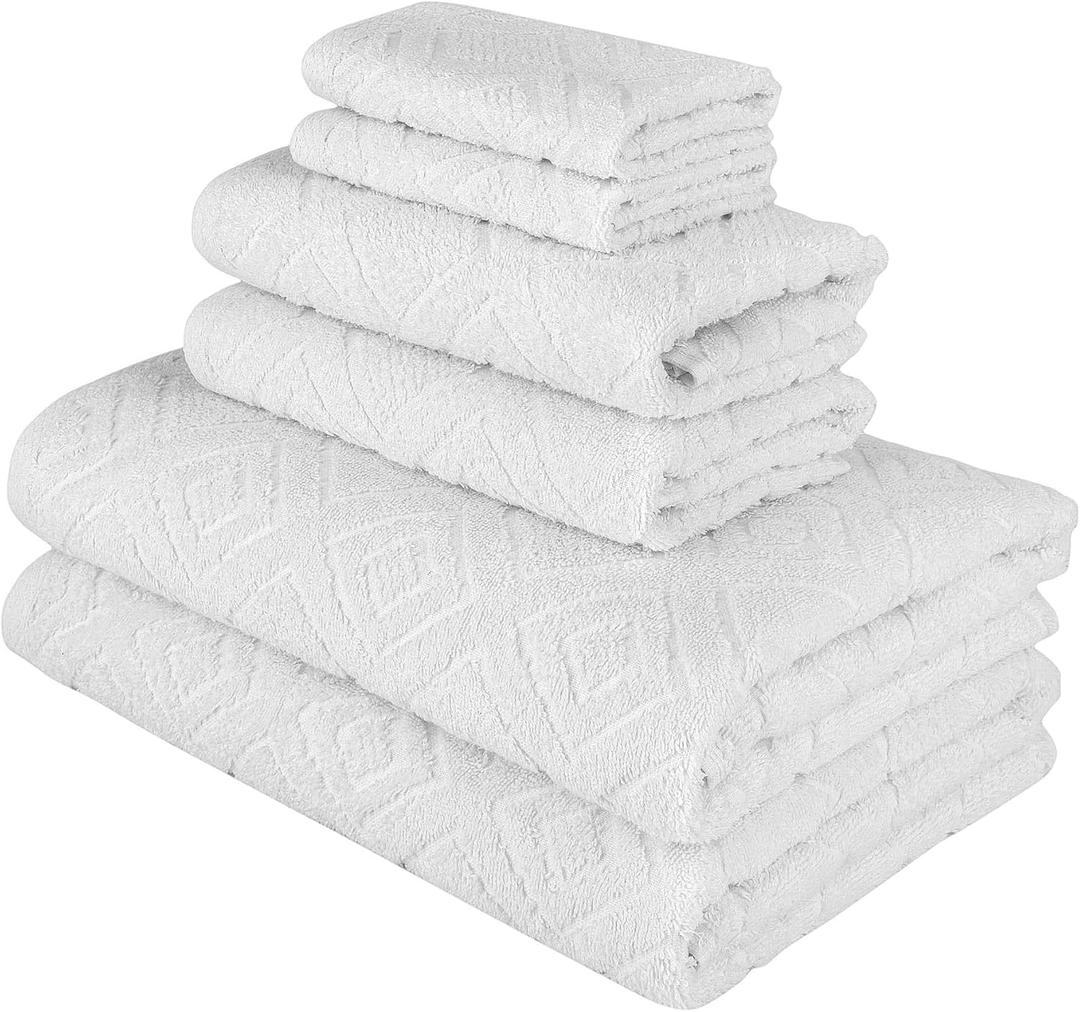 Nine West - Luxury 6 Piece Towel Set, Made with 100% Turkish Cotton, Highly Absorbent & Comfy, Includes 2 Bath Towels, 2 Hand Towels & 2 Washcloths | (White)