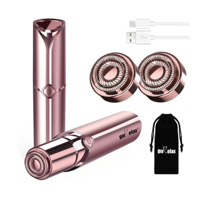 Facial Hair Removal for Women, Electric Painless Rechargeable Facial Hair Remover for Face, Lip, Chin with 2 x Replacement Heads