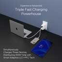 100W Smart GaN PD Charger, 6.6ft/2m 100W E-Mark Cable, 3 Ports (2 USB-C, 1 USB-A), Compatible with MacBook Pro, Pixelbook, ThinkPad, XPS, iPad Pro, Samsung S25 Ultra, iPhone 16 Pro & More