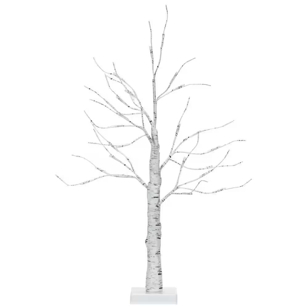 2 ft. Pre-Lit White Twig Birch Tree Battery Powered for Christmas Holiday