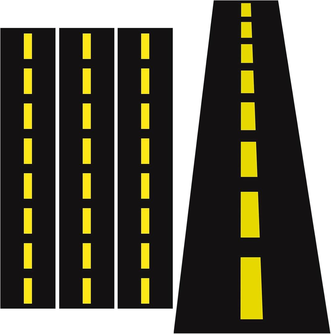 Moukeren 3 Pcs Construction Table Runner Racetrack Floor Ground Construction Road Table Runner for Car Birthday Party Runway Theme Construct Party Decor Supplies 10x1.4 ft(Black, Yellow)