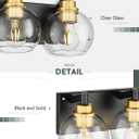 Bathroom Light Fixtures, 5-Light Black and Gold Bathroom Vanity Light, 32 Inch Modern Wall Sconces with Globe Clear Glass Shade, Vanity Lighting Fixtures Over Mirror, VL195-KG-5