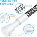 White Tension Curtain Rod for Windows 28 to 48 inch, Adjustable Expandable Pressure Spring Curtain Rod No Drilling, 7/8" Curtain Rod for Bedroom Doorway Closet Door