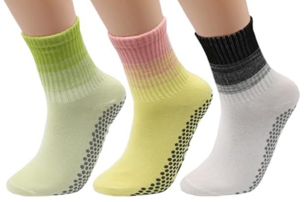 Long Yoga Socks with Grip. Non-Slip Women in Pilates. Ballet. Dance. and Hospital Personalized Multi-Color, Small