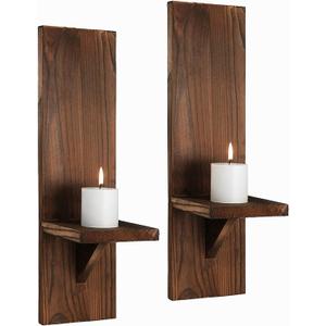 2Pcs Vintage Wall Sconces Candle Holder, Wooden Vintage Hanging Candlestick Holder, Handmade Hanging Wall Sconces for Bedroom, Dining Room, Bathroom, Living Room, Kitchen, Door