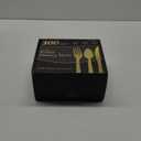 300 Count Extra Heavy Duty Gold Plastic Silverware, 100 Forks, 100 Spoons, 100 Knives, BPA-Free, Heat Resistant, Disposable Plastic Utensils Set, Plastic Cutlery Set, Plasticware Bulk