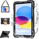 for iPad 10th Generation Case for iPad A16 Case,[Military Grade Dropproof][IP68 Waterproof] with Screen Protector&Stand&Hand Strap,Full Body Shockproof for iPad 2022 Released