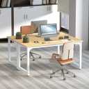 NSdirect Modern Computer Desk 63 Inch Large Office Desk, Writing Study Table for Home Office Desk Workstation Wide Metal Sturdy Frame Thicker Steel Legs, White, 63"L x 23.6"W x 29.5"H