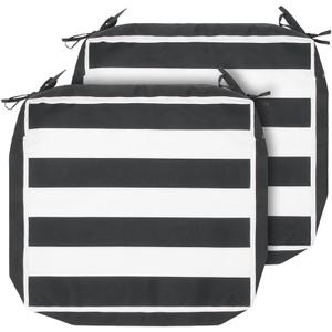 Magpie Fabrics Indoor Outdoor Cushion Cover Replacement 2 Pack, NO Insert! Water Repellent Slipcover with Ties Christmas Decor for Patio Garden Chair Seat Sofa Bench Wicker(Black White, 22x20x4 Inch)