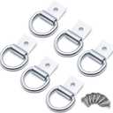 6 Pcs Silver Color D-Rings Tie Down Anchors with Screws, 1/4" Heavy Duty Steel Galvanized Hooks for Warehouse, Garage, Workshop, Truck Trailer Bed, Pickup, Cargo Mount, Zinc-Coated D Ring