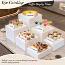 6 Pcs Buffet Risers with Mini Sign and Maker, Food Risers Display Stands for Buffet Table Party Catering Dessert Jewelry Collectibles, Nesting Cube Boxes with Hollow Bottoms (8",7",6",5",4",3")