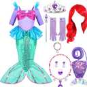 Spooktacular Creations Halloween Little Mermaid Costume for Girls, Sequin Mermaid Dress Set, Light Purple Princess Dress for Toddler Dress-Up, Cosplay Party (3T, 3-4 yrs)